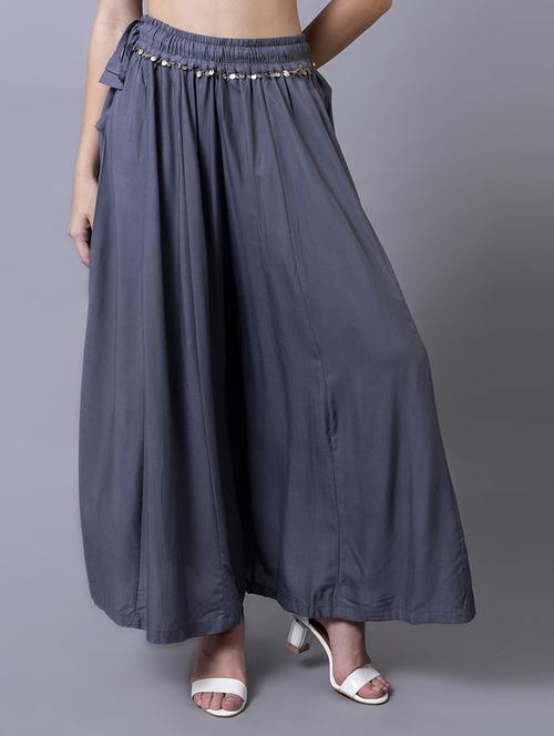 women solid flared palazzo - 21535647 - Standard Image - 0