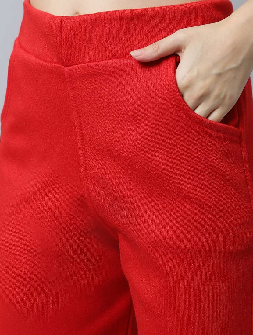 red wool trousers - 21535669 - Standard Image - 4