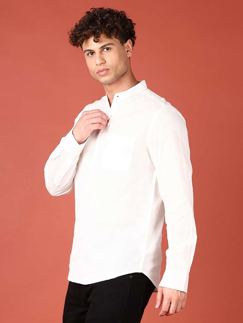 men self design long sleeve short kurta - 21535709 -  Standard Image - 1