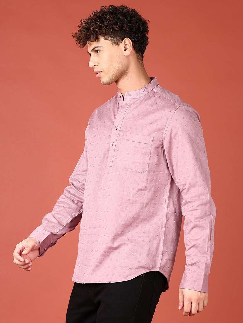 men self design long sleeve short kurta - 21535710 - Standard Image - 1