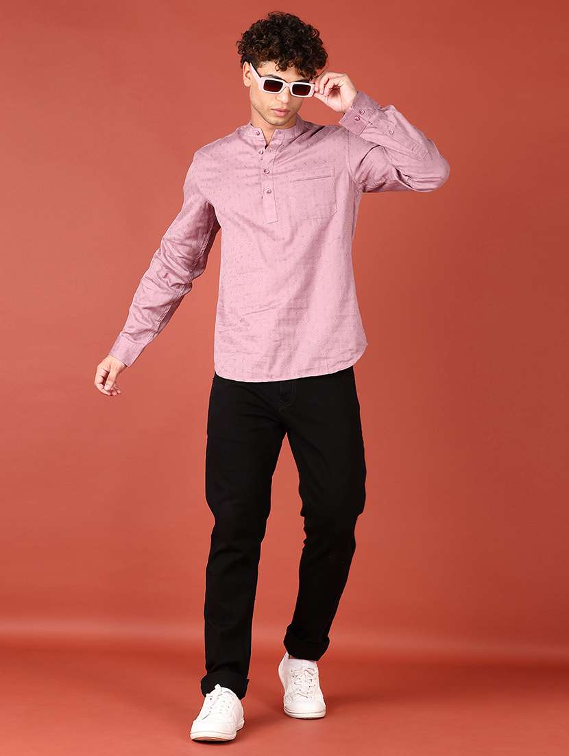 men self design long sleeve short kurta - 21535710 - Standard Image - 4