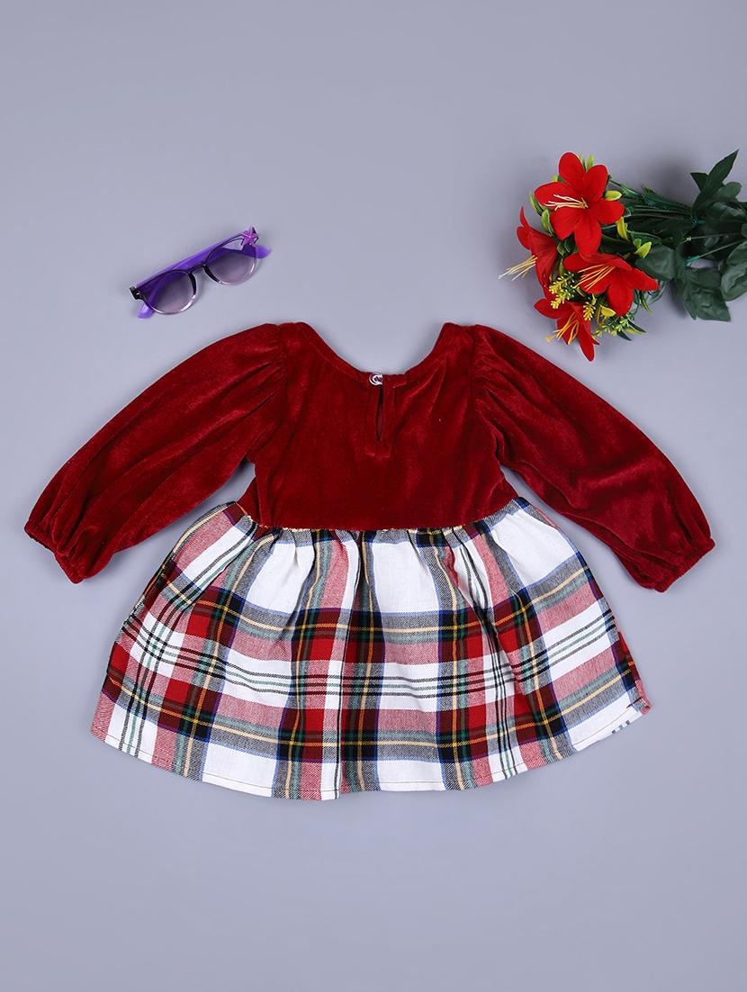 girls checkered round neck frock - 21535724 - Standard Image - 1