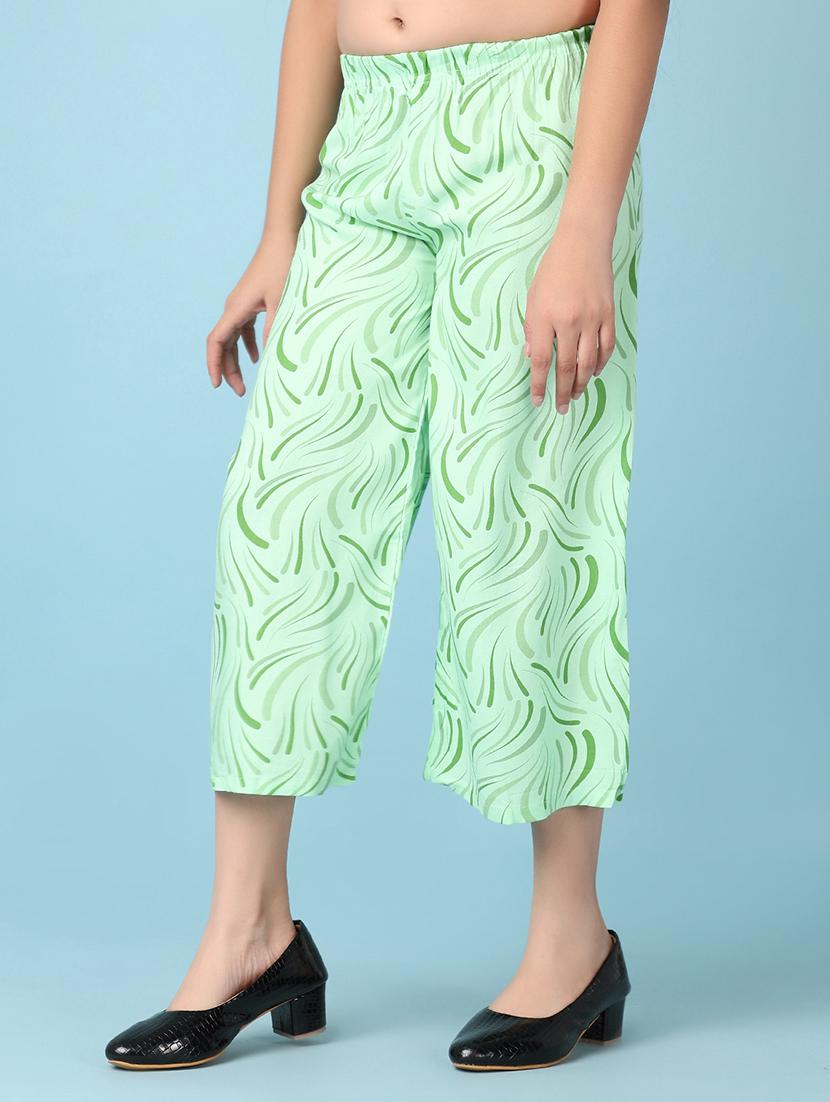 girls green printed palazzo - 21535760 - Standard Image - 1