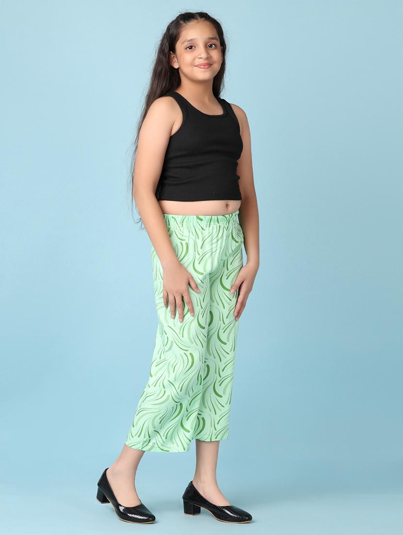 girls green printed palazzo - 21535760 - Standard Image - 4