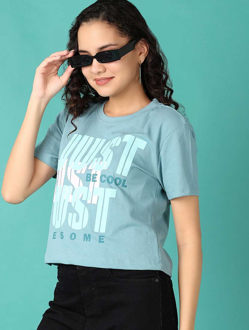 women typography short sleeve t-shirt - 21535801 - Standard Image - 1