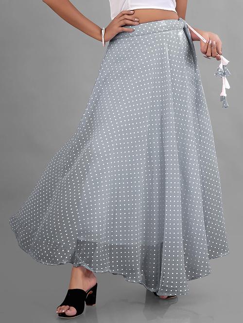 women high-rise polka dot printed flared skirt - 21536047 - Standard Image - 0