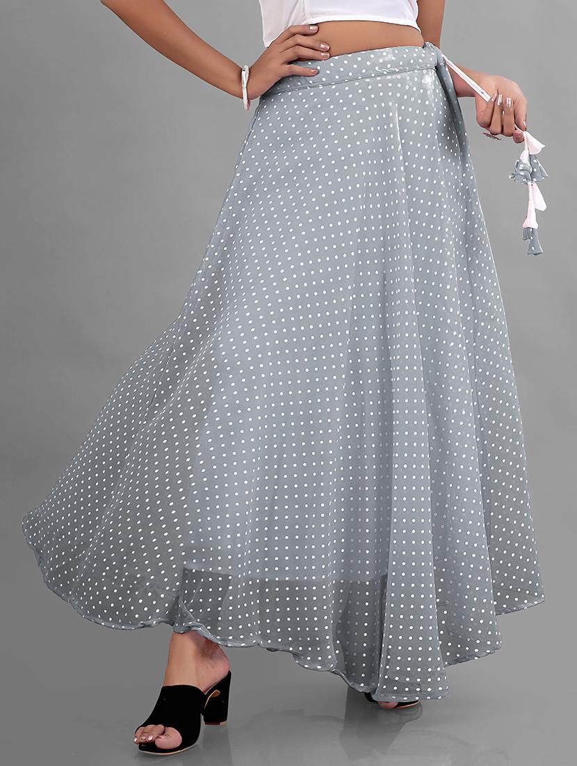 women high-rise polka dot printed flared skirt - 21536047 - Zoom Image - 0