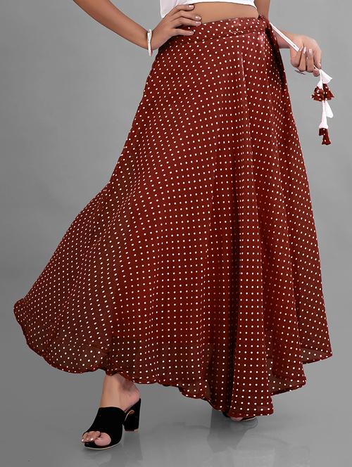 women high-rise polka dot printed flared skirt - 21536048 - Standard Image - 0