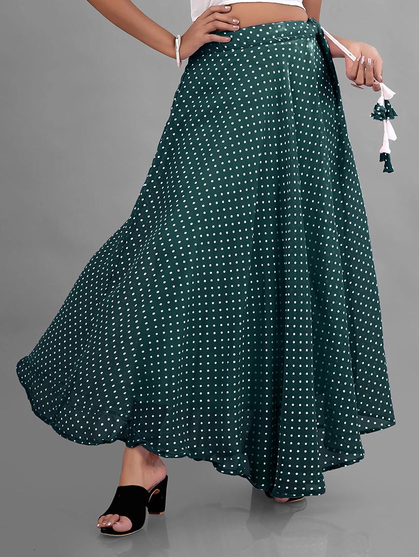 women high-rise polka dot printed flared skirt - 21536049 - Zoom Image - 0