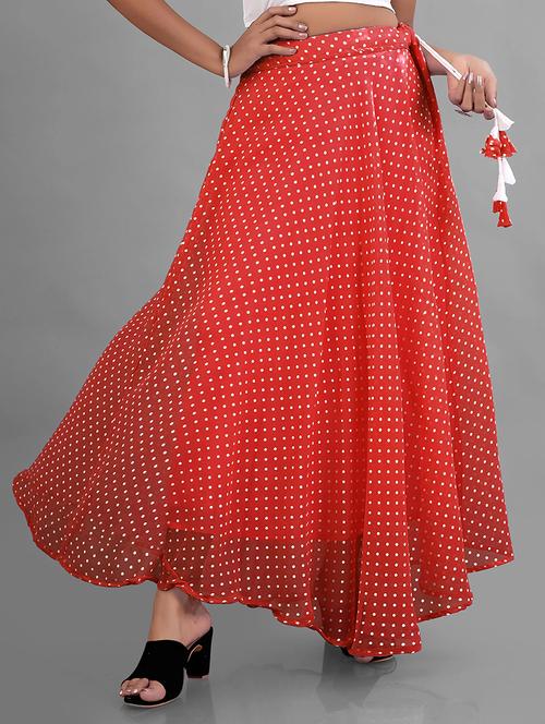 women high-rise polka dot printed flared skirt - 21536053 -  Standard Image - 0