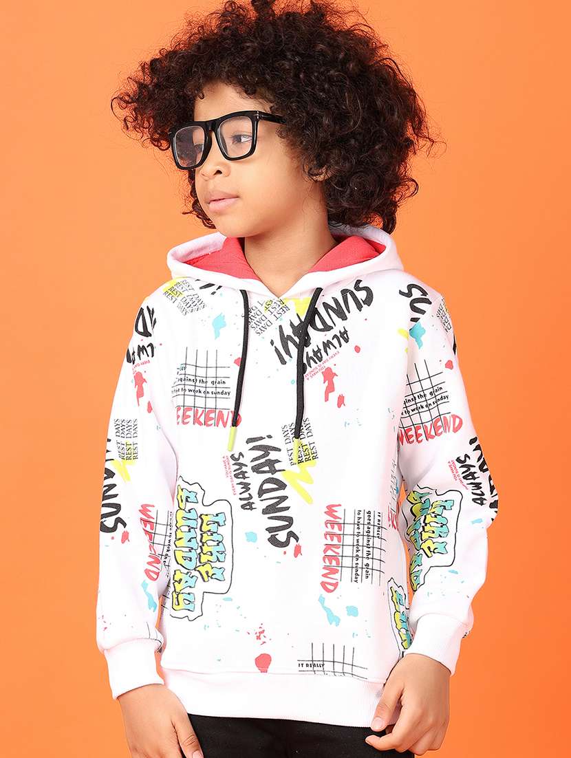 boys typographic long sleeve hooded sweatshirt - 21536301 -  Standard Image - 1