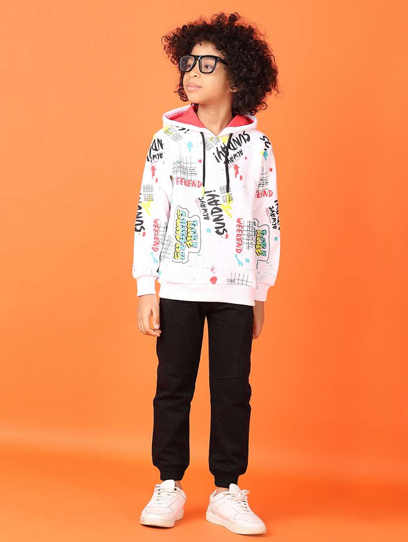 boys typographic long sleeve hooded sweatshirt - 21536301 -  Standard Image - 4