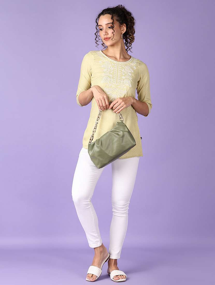 women self design round neck straight kurti - 21536312 - Standard Image - 4