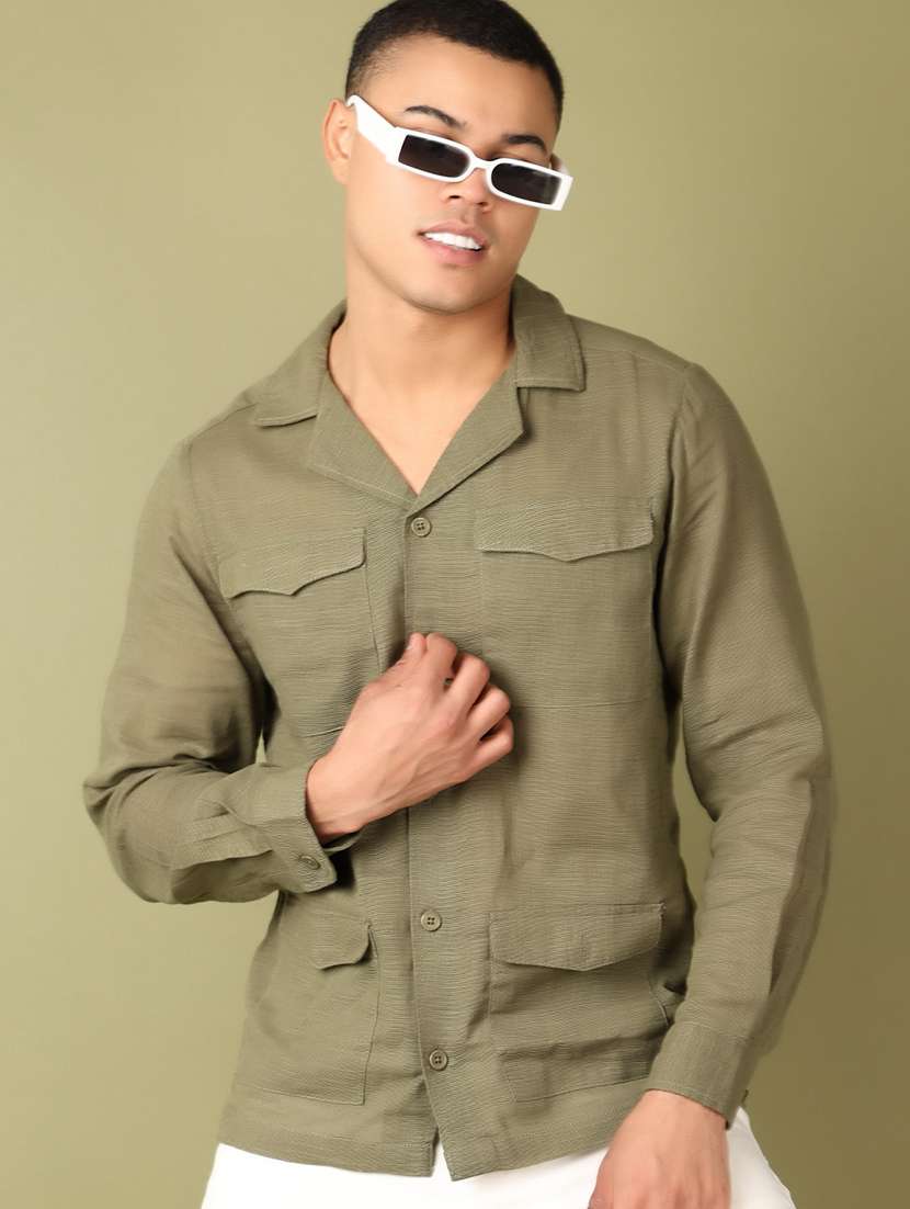 men solid long sleeve casual shirt - 21536321 -  Standard Image - 1