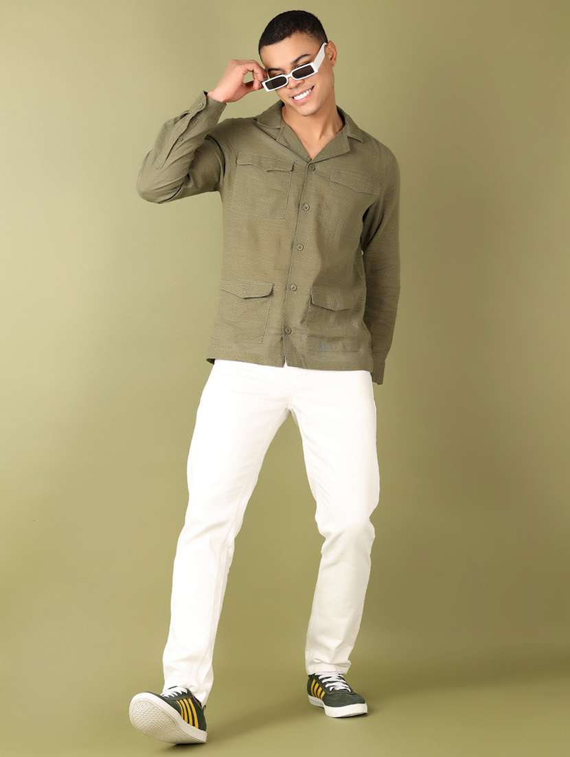 men solid long sleeve casual shirt - 21536321 -  Standard Image - 4