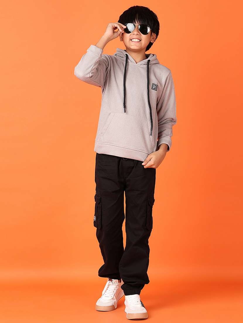 boys solid long sleeve hooded sweatshirt - 21536340 -  Standard Image - 4
