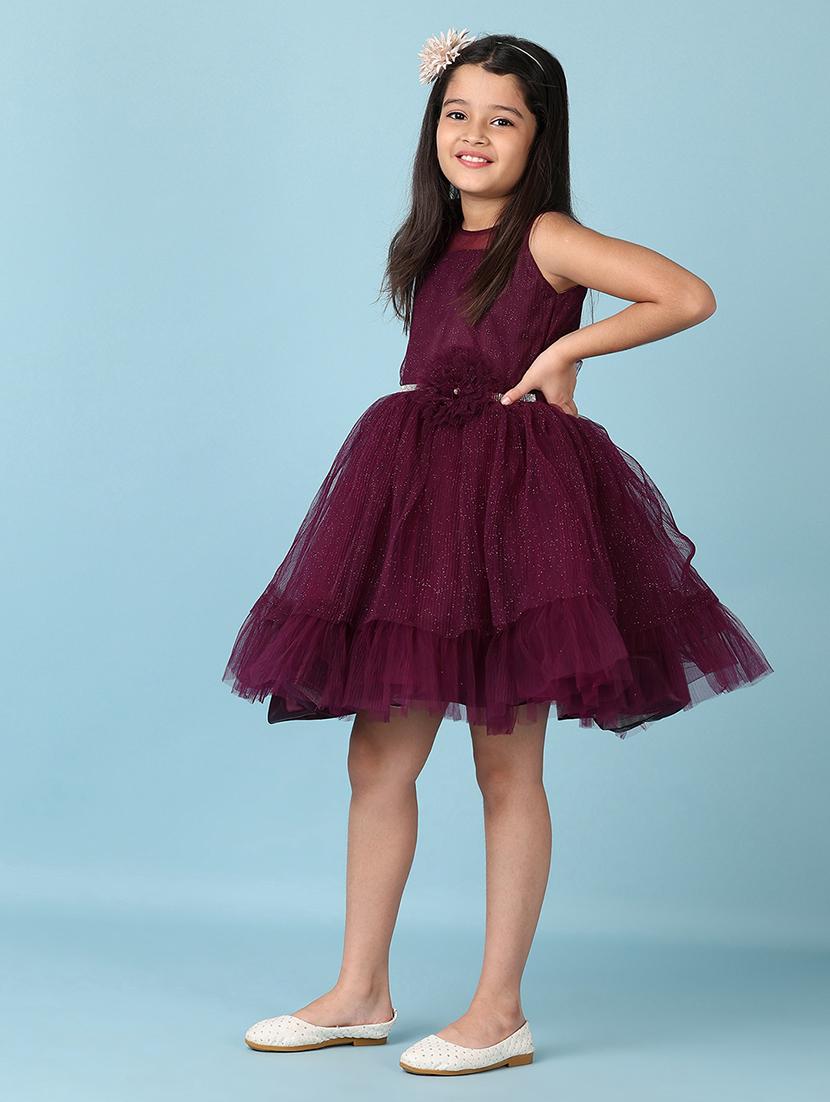 girls embellished net sleeveless frock - 21536342 - Standard Image - 1