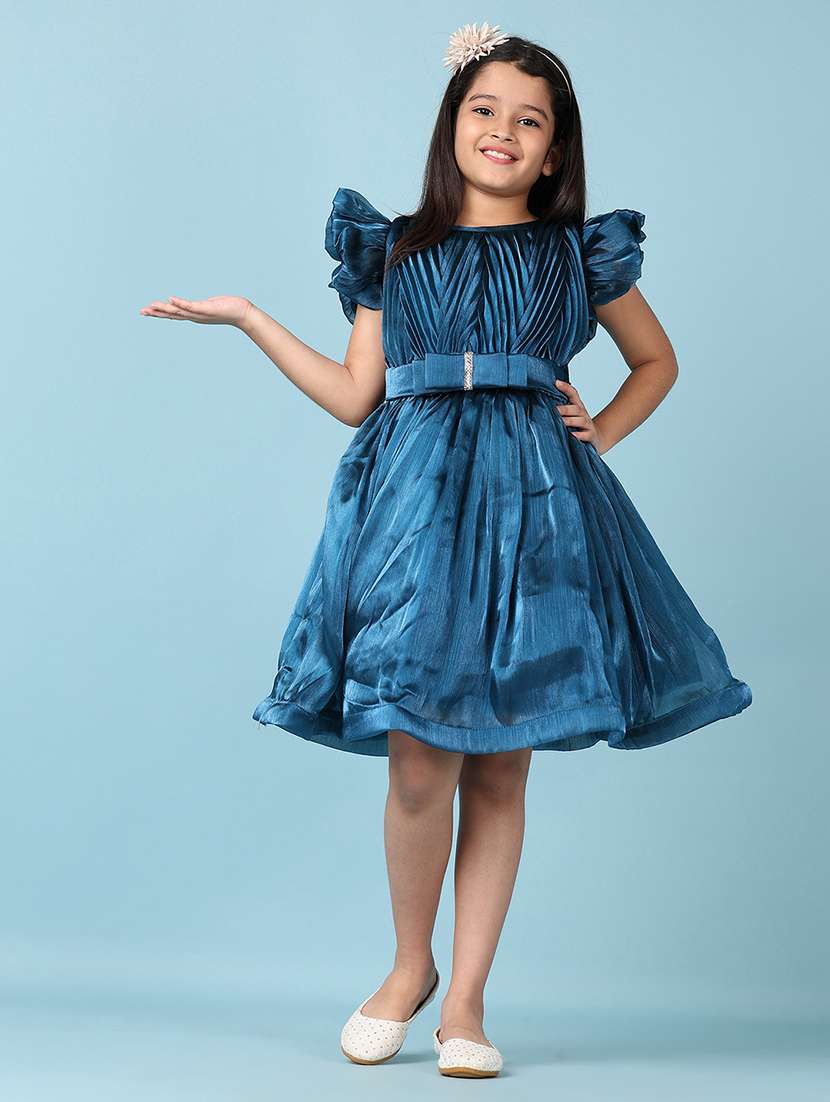 girls solid round neck frock - 21536343 -  Zoom Image - 0