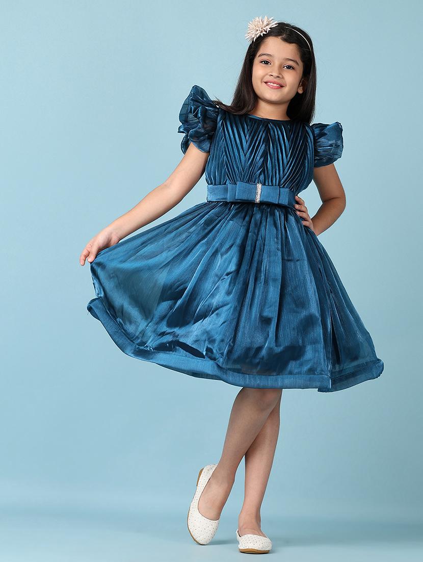 girls solid round neck frock - 21536343 - Standard Image - 1