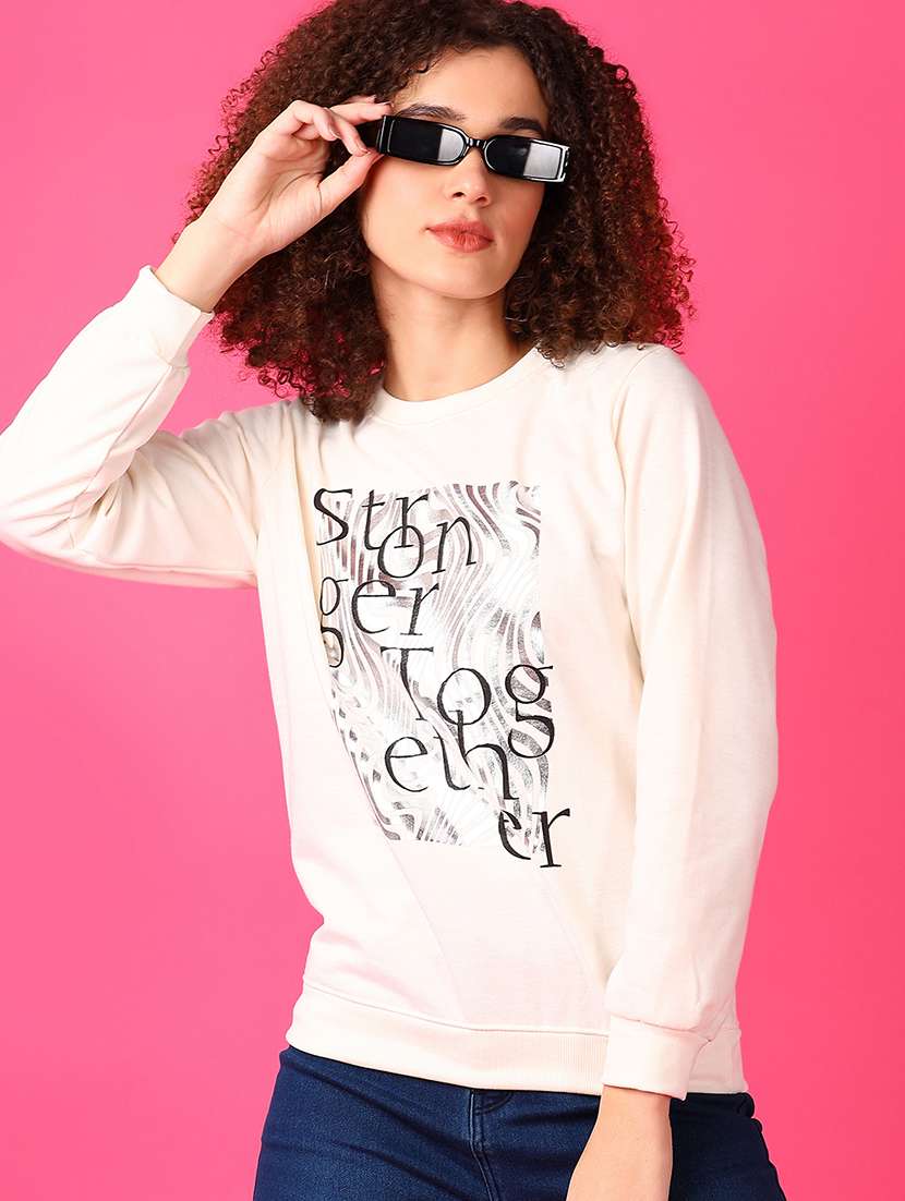 women front print long sleeve sweatshirt - 21536347 -  Standard Image - 1