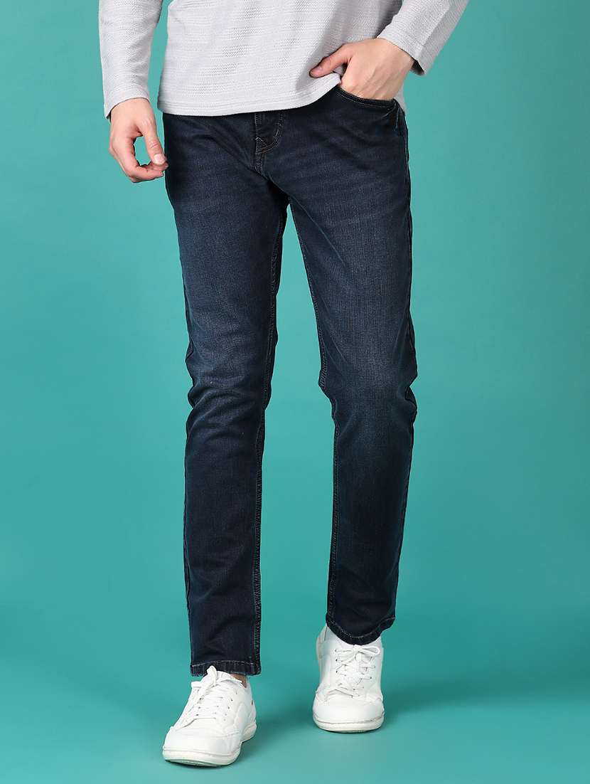men washed mid rise denim jeans - 21536397 -  Zoom Image - 0