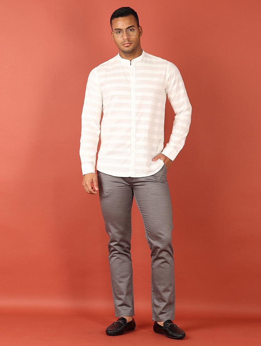 men mid rise solid flat front casual trouser - 21536441 - Standard Image - 4