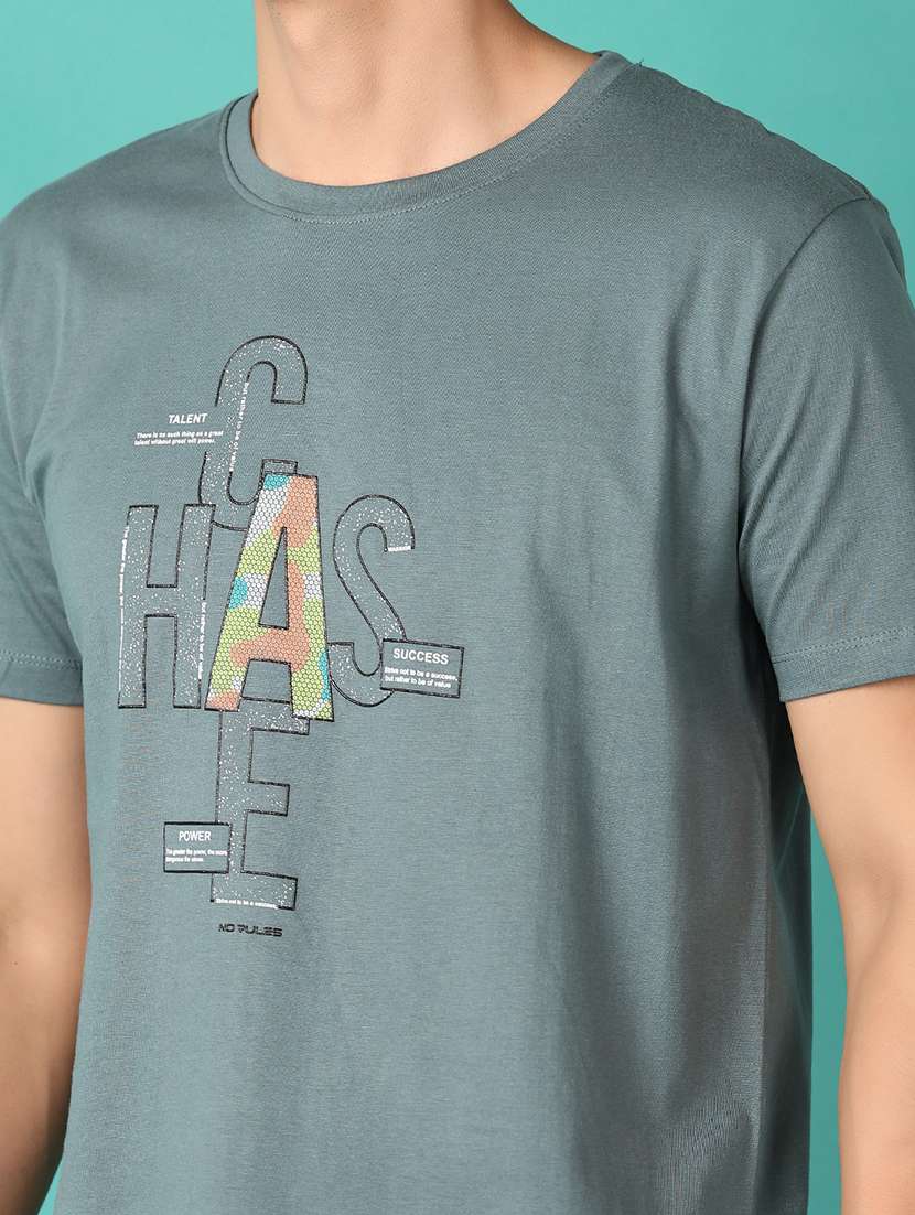 men round neck front printed t-shirt - 21536461 -  Standard Image - 4