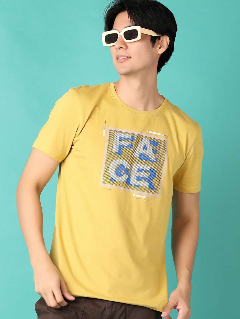 men round neck front printed t-shirt - 21536464 -  Standard Image - 1