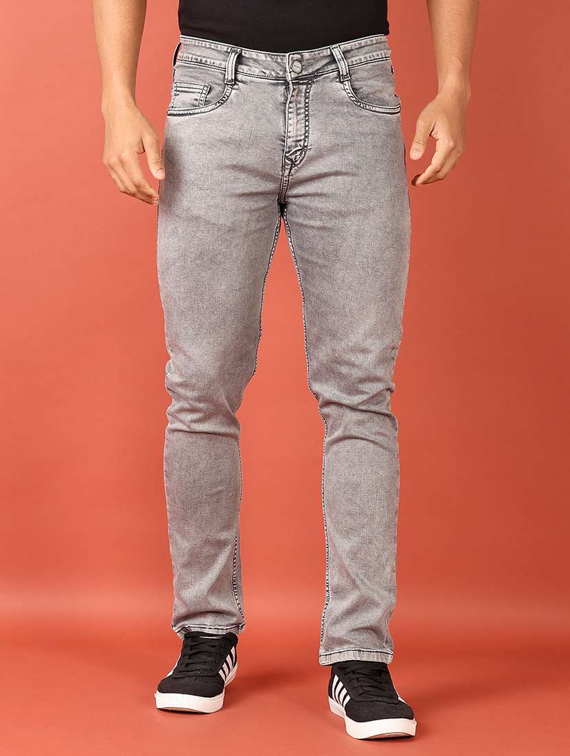 men mid rise plain jeans