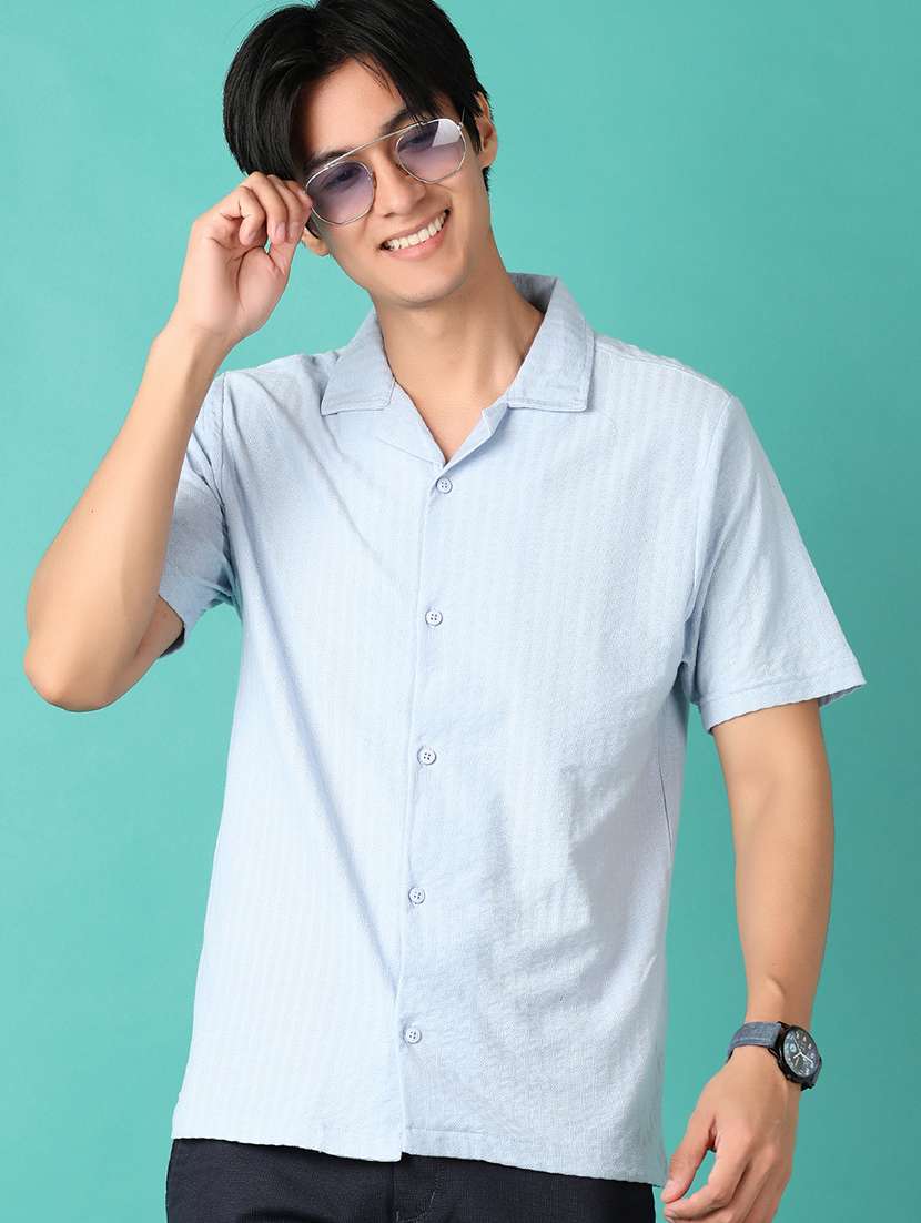 men regular fit textured short sleeve casual t-shirt - 21536590 -  Standard Image - 1