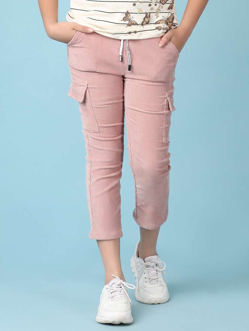 girls pink solid cargo