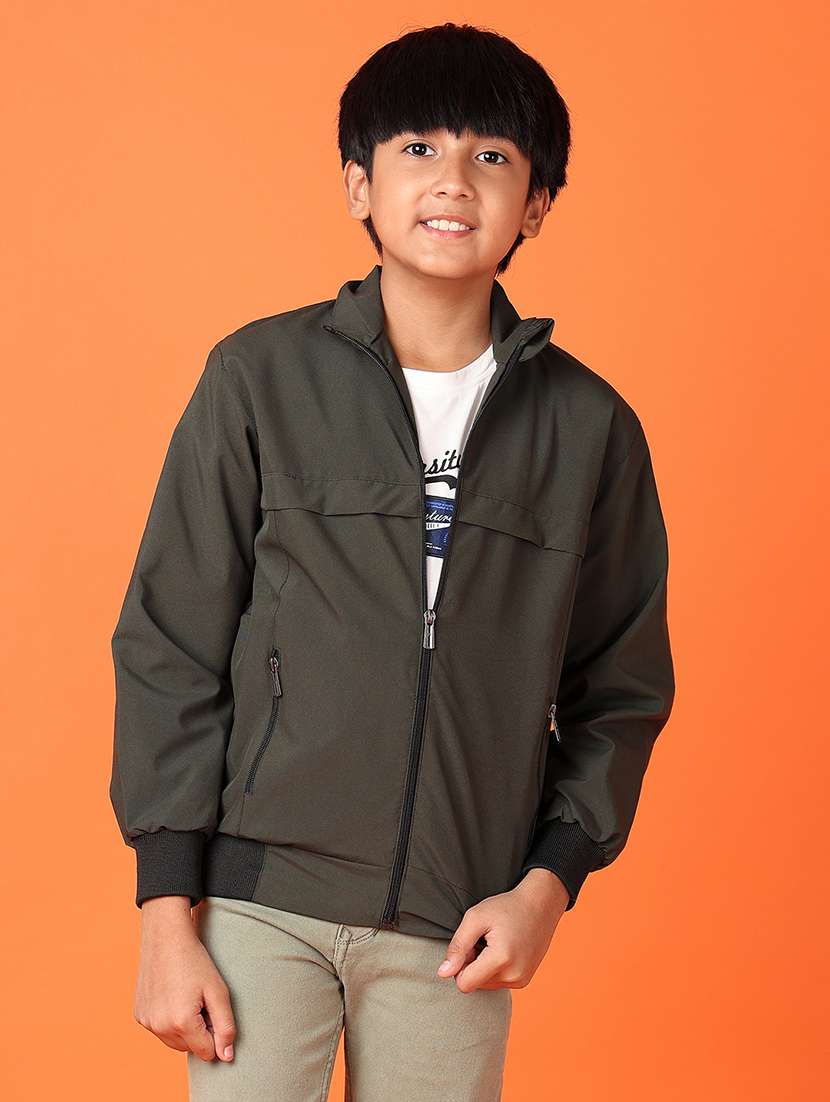 boys solid long sleeve regular jacket - 21536621 -  Standard Image - 1