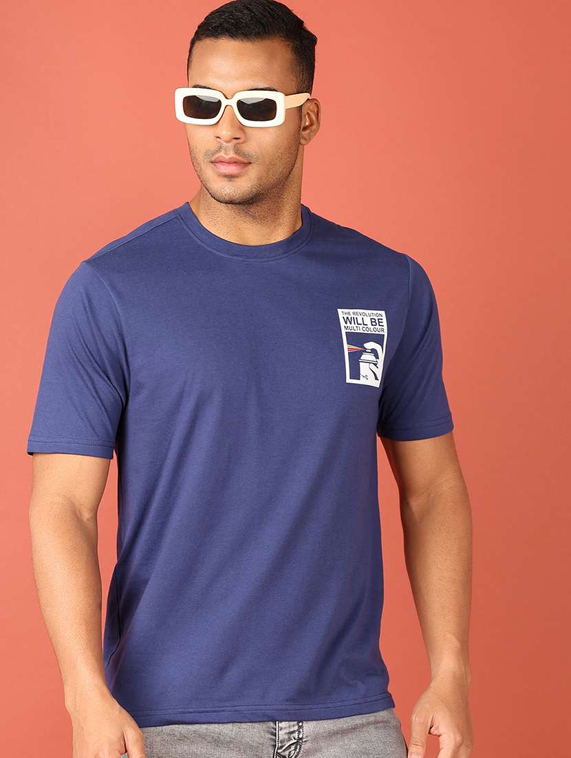 Men Round Neck Front & Back Print T-shirt - 21536624 -  Standard Image - 1