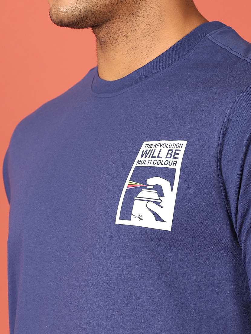 Men Round Neck Front & Back Print T-shirt - 21536624 -  Standard Image - 4