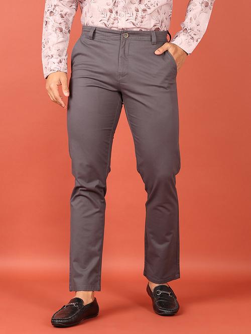 men solid slim fit chinos casual trouser - 21536645 -  Standard Image - 0