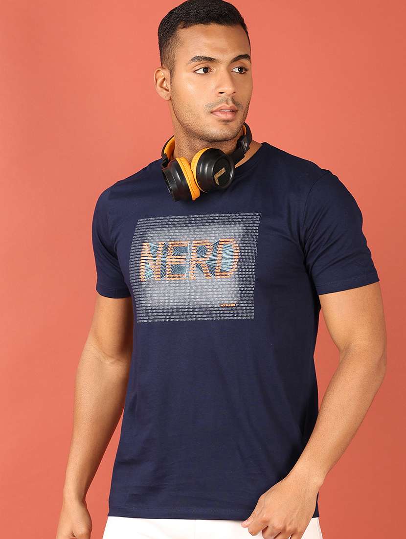 men chest print round neck t-shirt - 21536694 -  Standard Image - 1