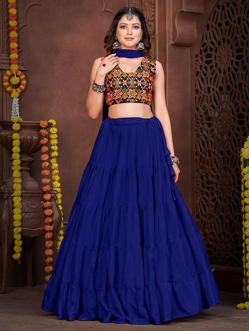 women blue flared lehenga - 21536700 - Standard Image - 0