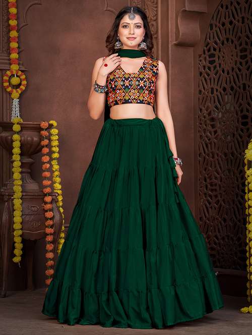 women green flared lehenga - 21536701 - Standard Image - 0