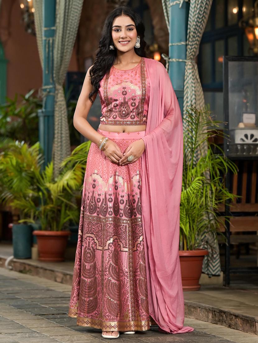 women printed flared lehenga choli with dupatta - 21536749 - Zoom Image - 0