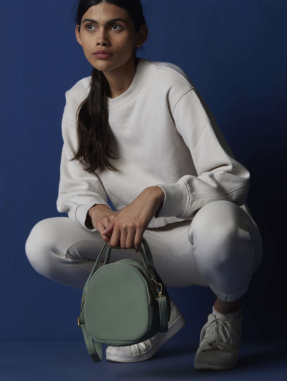 women green cotton sling bag