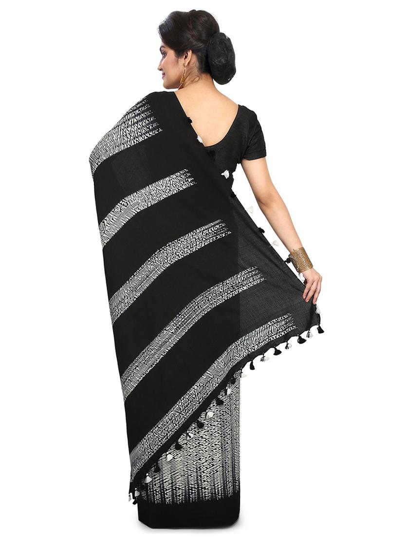 women black printed saree - 21536841 -  Standard Image - 1