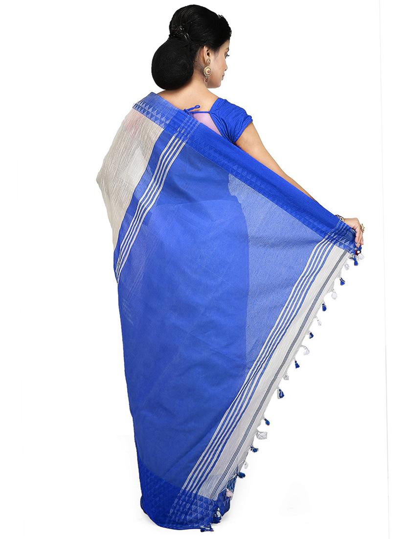 women solid with bordered saree - 21536890 - Standard Image - 1