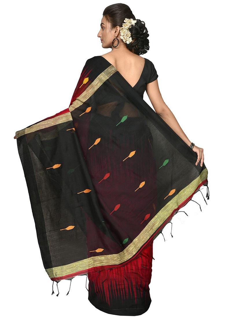 women red woven handloom saree - 21536892 -  Standard Image - 1