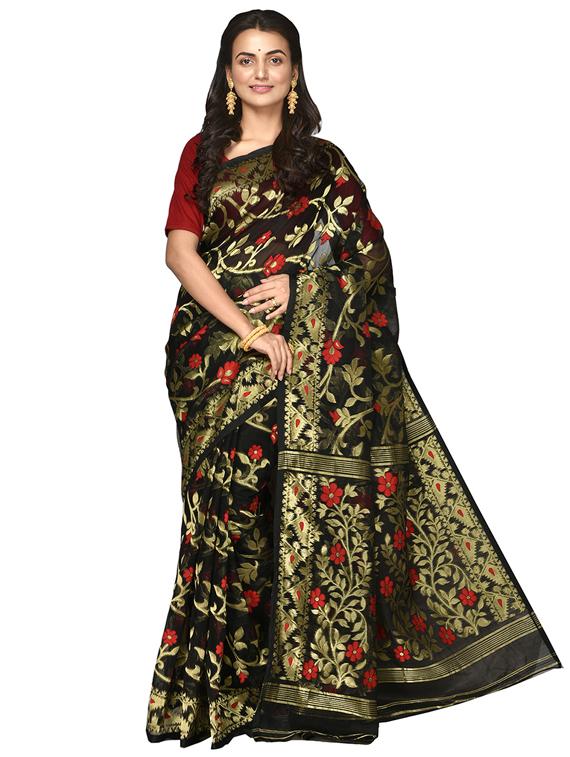 women black zari work banarsi saree - 21536910 - Zoom Image - 0