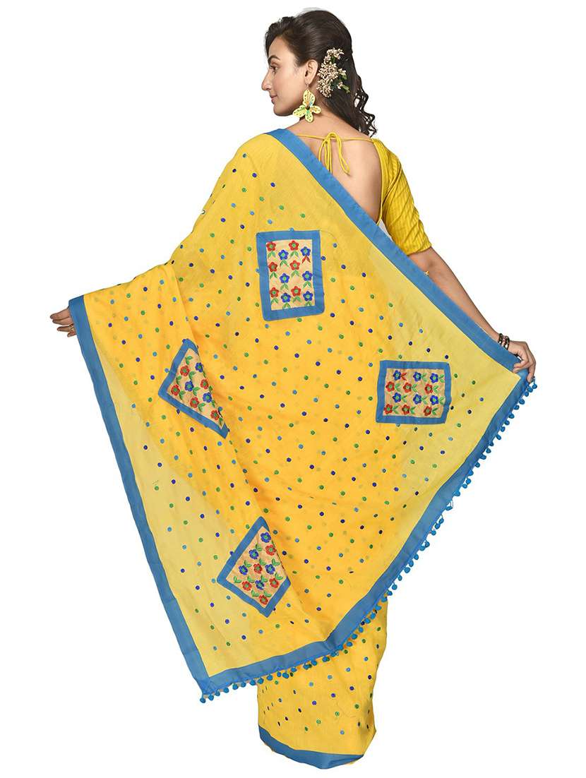 women solid with work embroidered saree - 21536918 - Standard Image - 1
