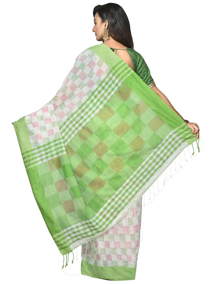 women checkered handloom saree - 21536937 -  Standard Image - 1