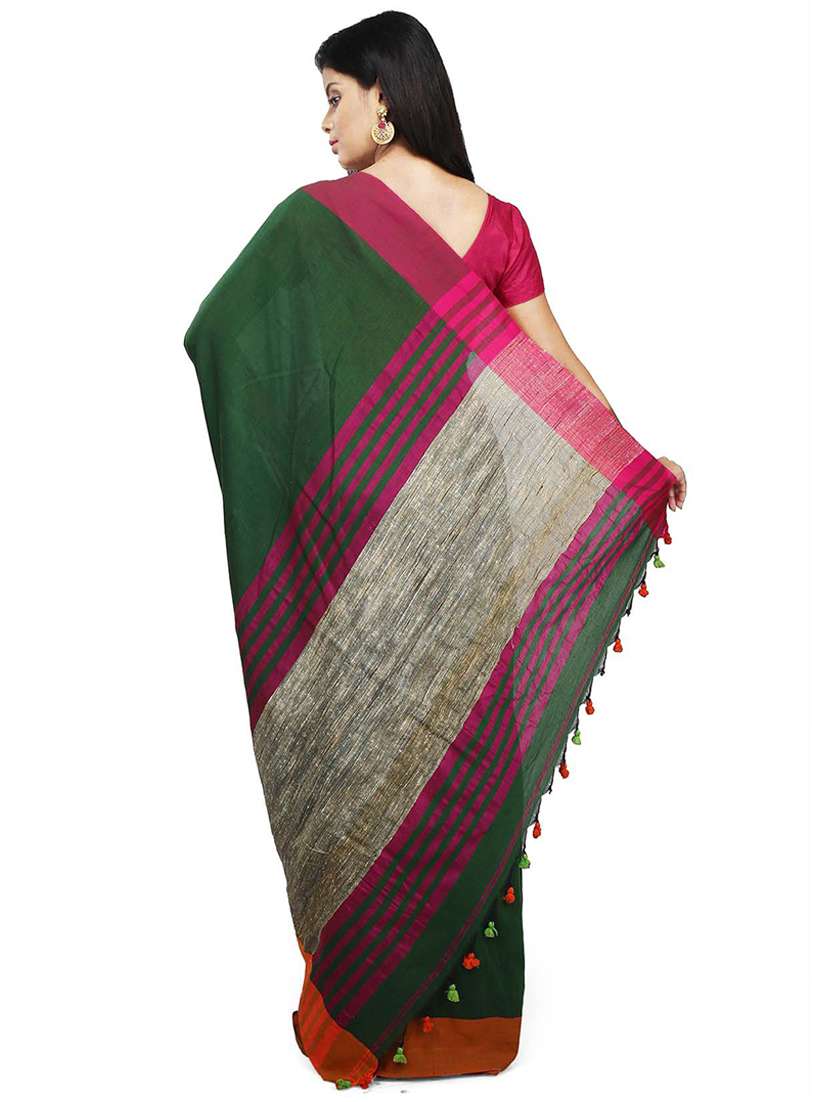 women solid handloom saree - 21536949 -  Standard Image - 1