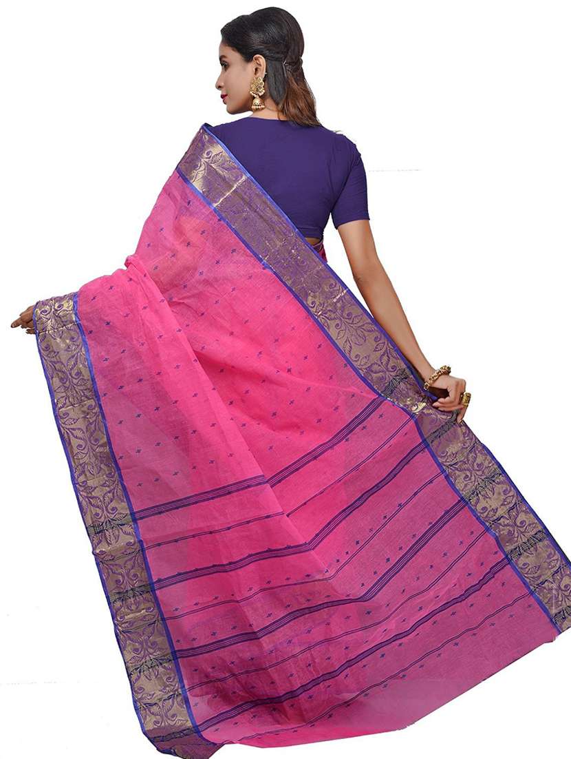 pink self design tant saree - 21536977 - Standard Image - 1
