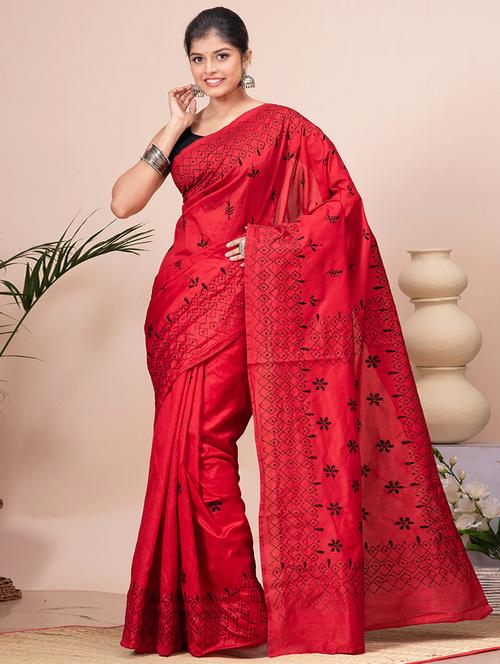 women solid with work kaantha saree - 21537020 - Standard Image - 0