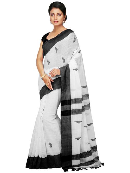 women white woven handloom saree - 21537029 - Standard Image - 0